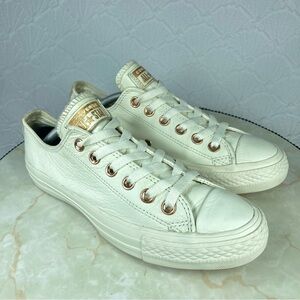 Converse CTAS Sneakers Women Sz 7 Cream All Leather Low Top Limited Edition Shoe
